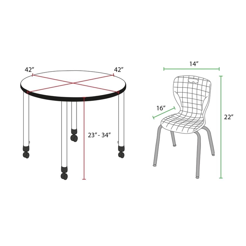 42" Round Mobile Table with 4 Stack Chairs Z45858