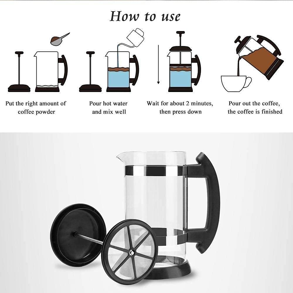 304 Stainless Steel Borosilicate Glass Coffee Maker 34oz N1295