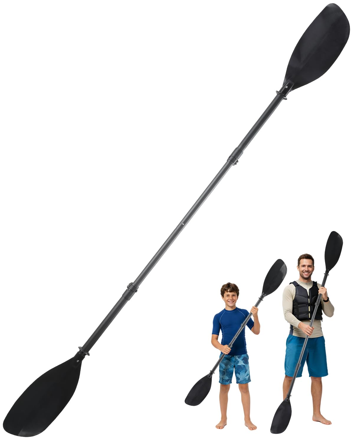 Adjustable Telescopic Kayak Paddle Stainless Steel Shaft Fiberglass Blades O190