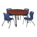 42" Round Mobile Table with 4 Stack Chairs Z45858