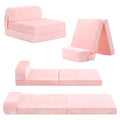 Pink Folding Sofa Bed with Removable Cover Y684441