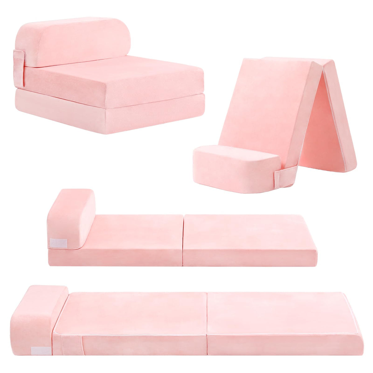 Pink Folding Sofa Bed with Removable Cover Y684441
