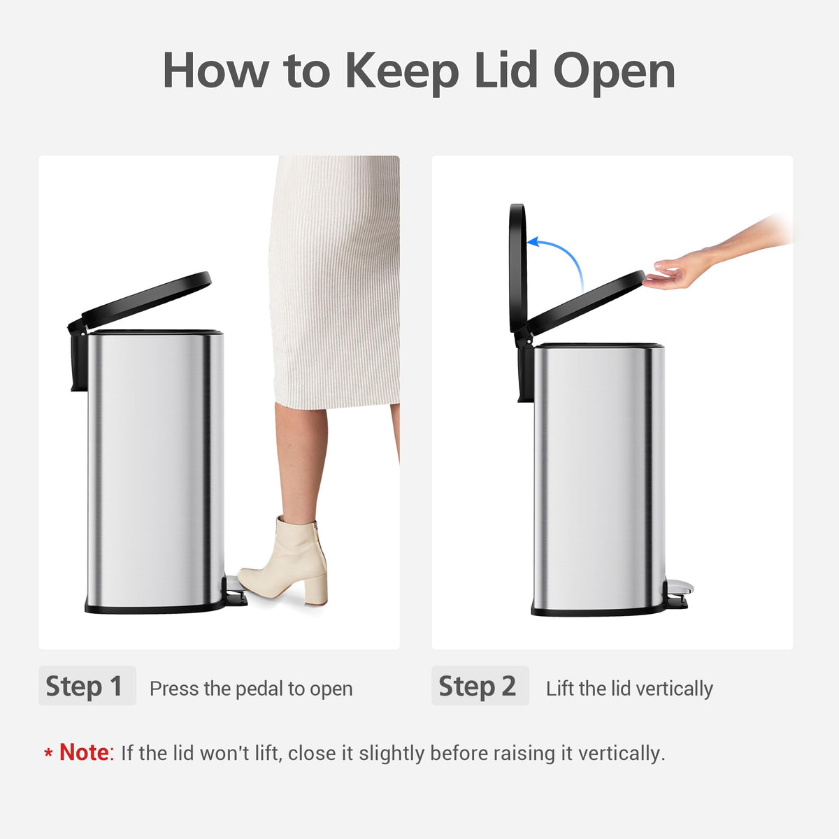 50L Stainless Steel Step-On Trash Can R79435