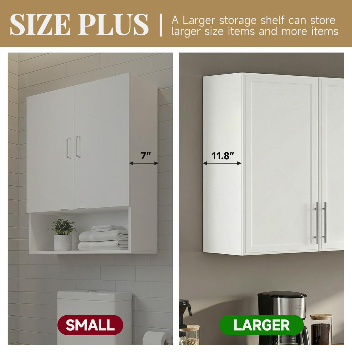 White Wall Mounted Cabinet with Adjustable Shelf F333