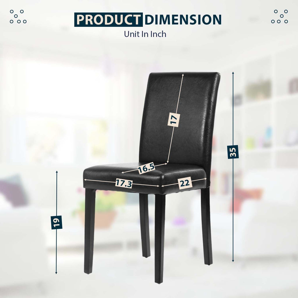 Black Set of 4 PU Leather Upholstered Dining Chairs with Solid Wood Legs T838662