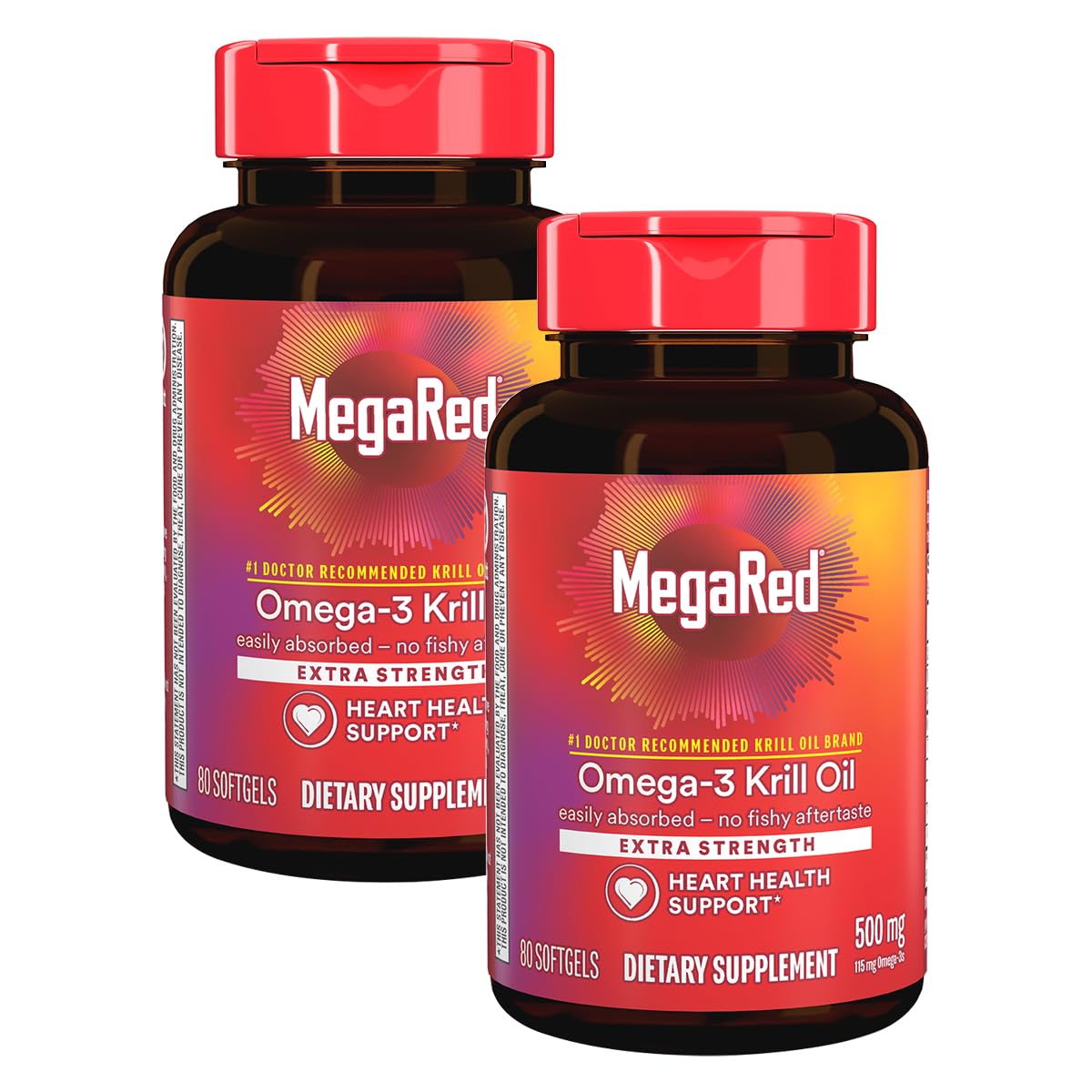 500mg Omega-3 Krill Oil Softgels 80 Count 2 Pack B933