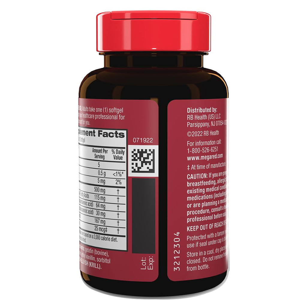 500mg Omega-3 Krill Oil Softgels 80 Count 2 Pack B933