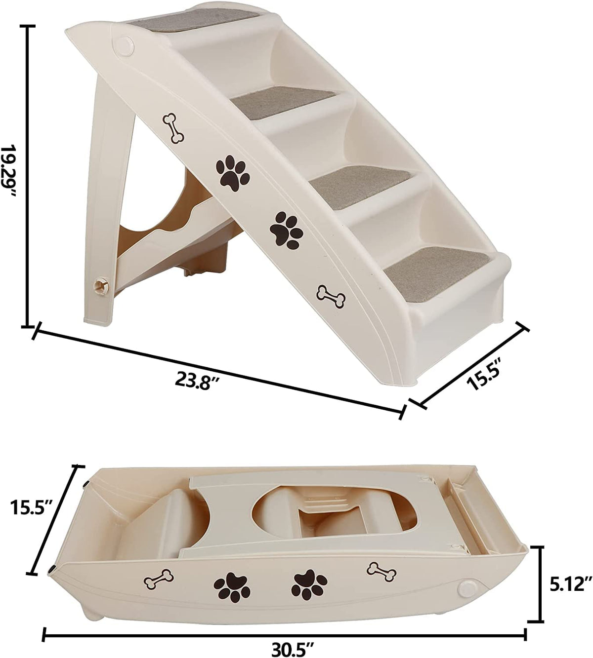 Tan 4-Step Non-Slip Foldable Pet Steps B14922