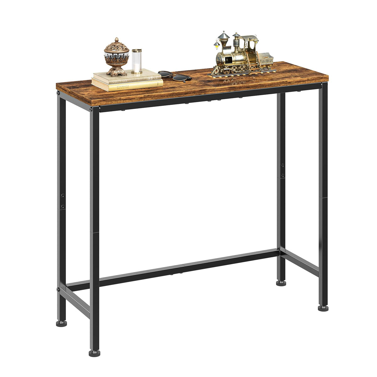 Narrow Side Table, 29.8" Console Table, Rustic Brown N7122