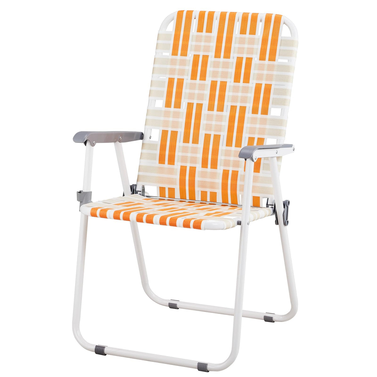 Orange & White Webbed Folding Chairs Set of 2 L2528
