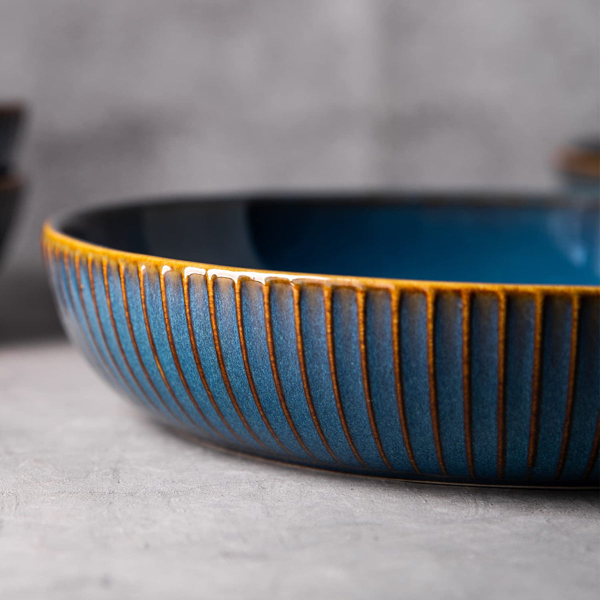 4 Pcs 35 Ounces 8.5 Inch Porcelain Pasta Bowls Blue A51364
