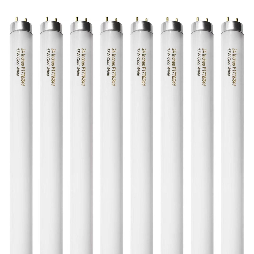 8 Pack 24 inch 17 Watts T8 Fluorescent Tube Light 4100K Cool White Y571