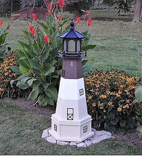 Oak Replica Lighthouse with Base and Solar-Powered LED Lighting, 56" Tall L249