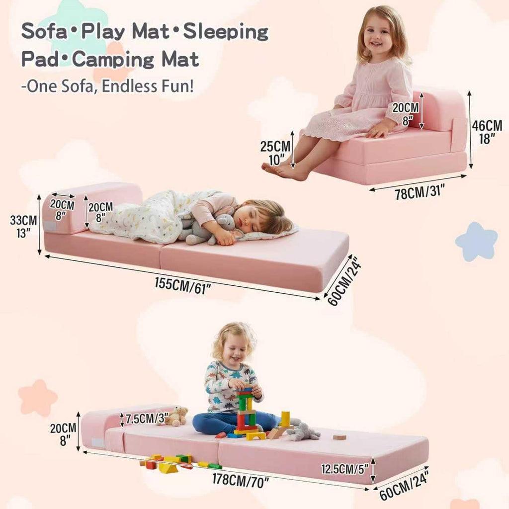Pink Folding Sofa Bed with Removable Cover Y684441