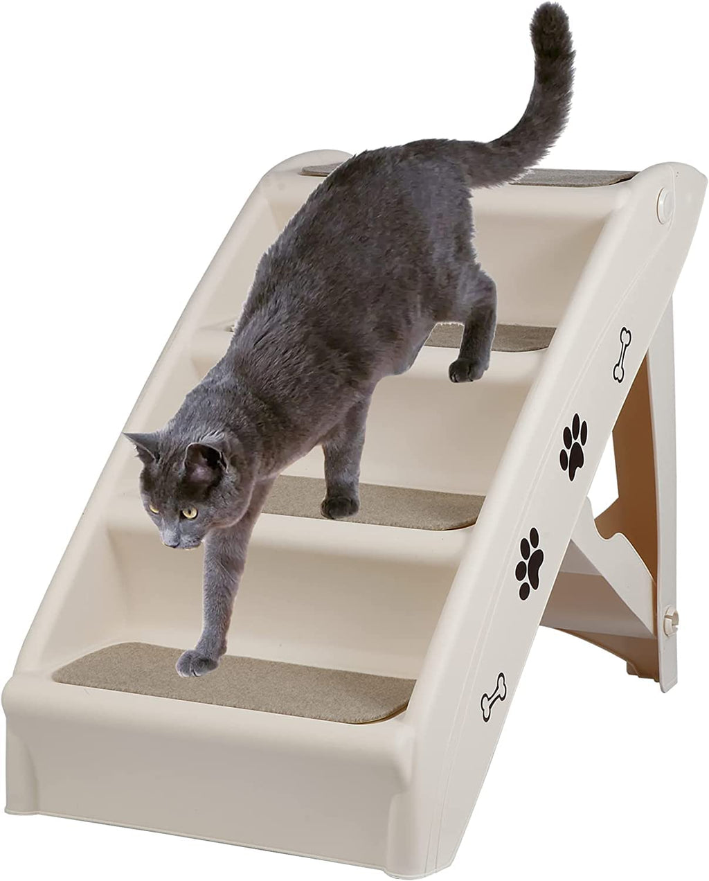 Tan 4-Step Non-Slip Foldable Pet Steps B14922