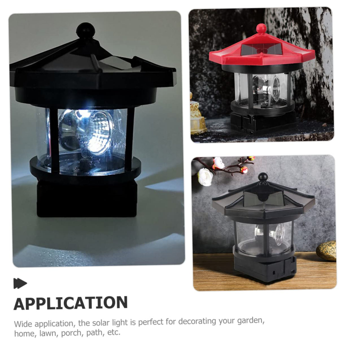 2Pcs Solar Powered Lighthouse Outdoor Garden Light Q1610