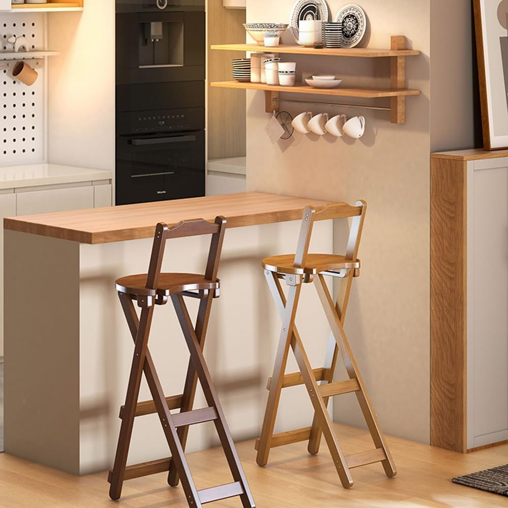 Bamboo Bar Stools with Backrest Footrest K8840