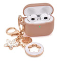 Pink Silicone Earbuds Case with Keychain U50989