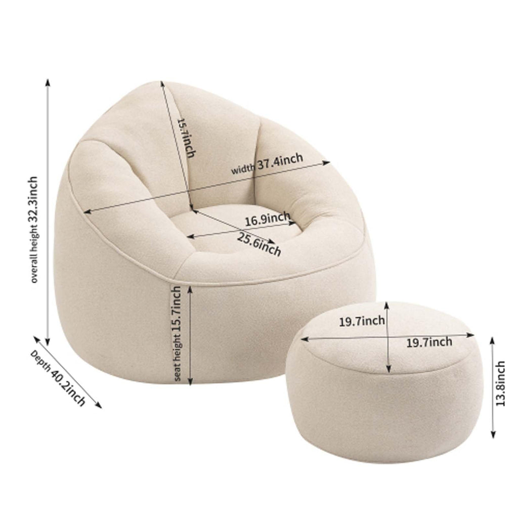 Yellow Memory Foam Bean Bag Chair with Footrest U6523