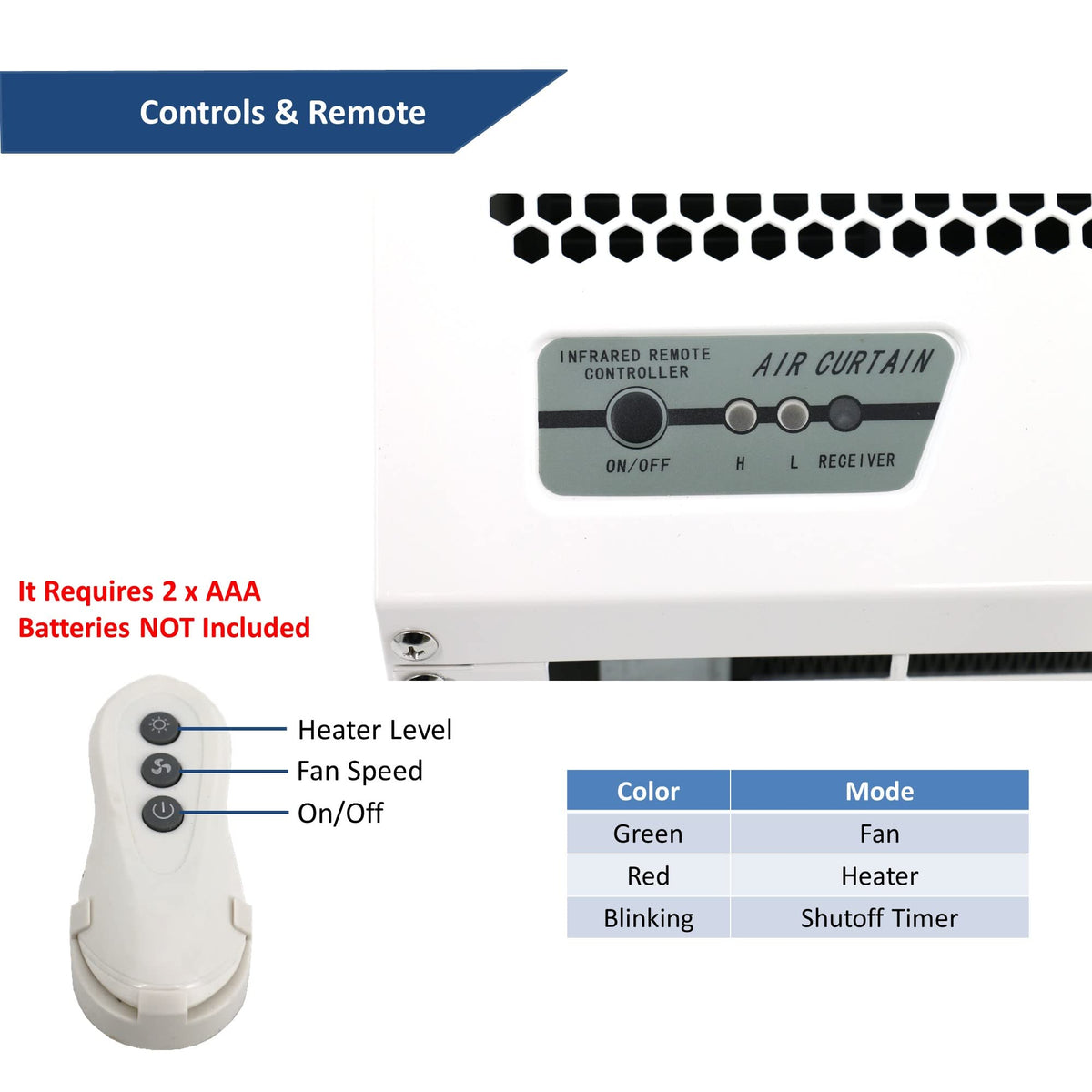 40" 230V Heated 2 Speeds 670CFM Commercial Indoor Air Curtain T650
