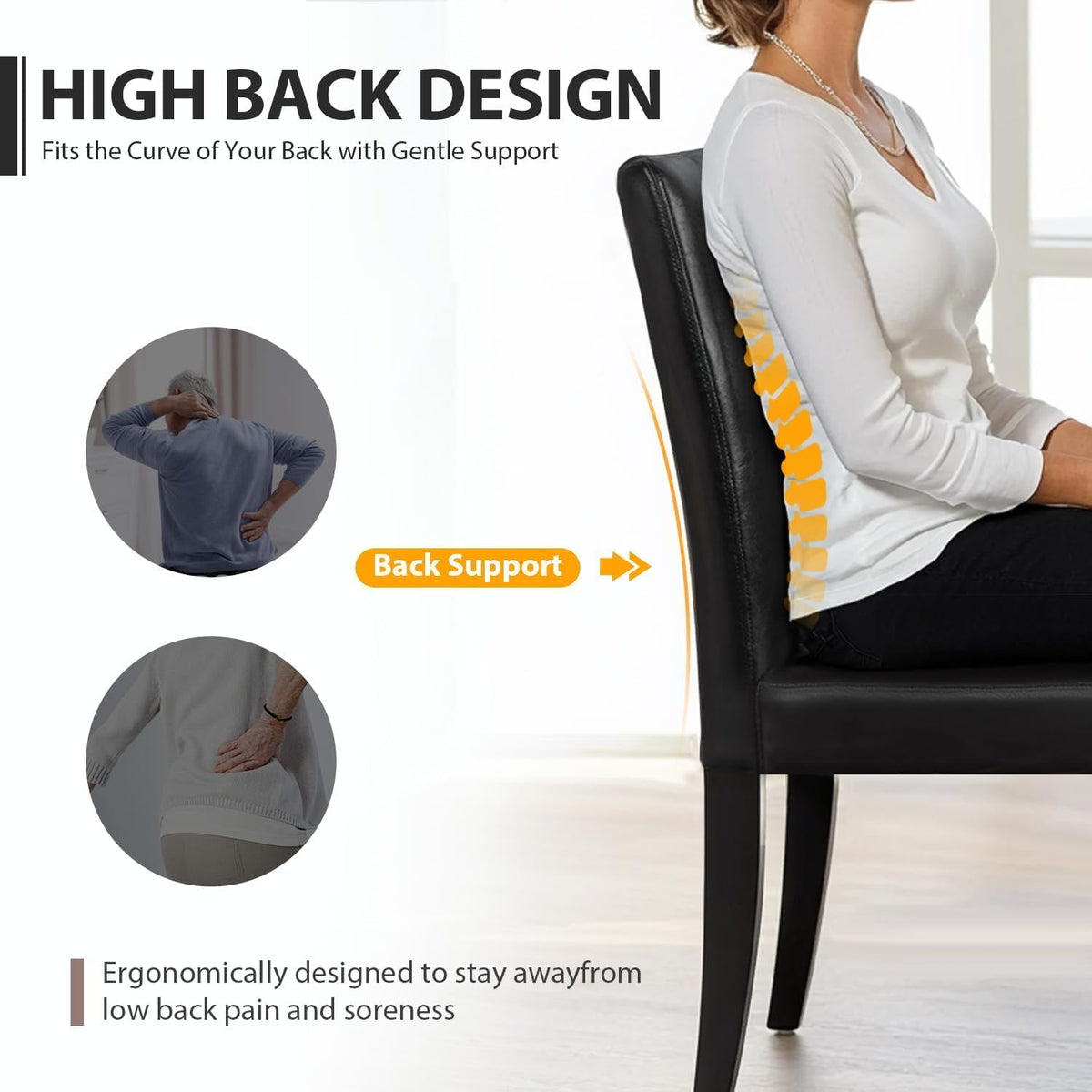 Black Set of 4 PU Leather Upholstered Dining Chairs with Solid Wood Legs T838662