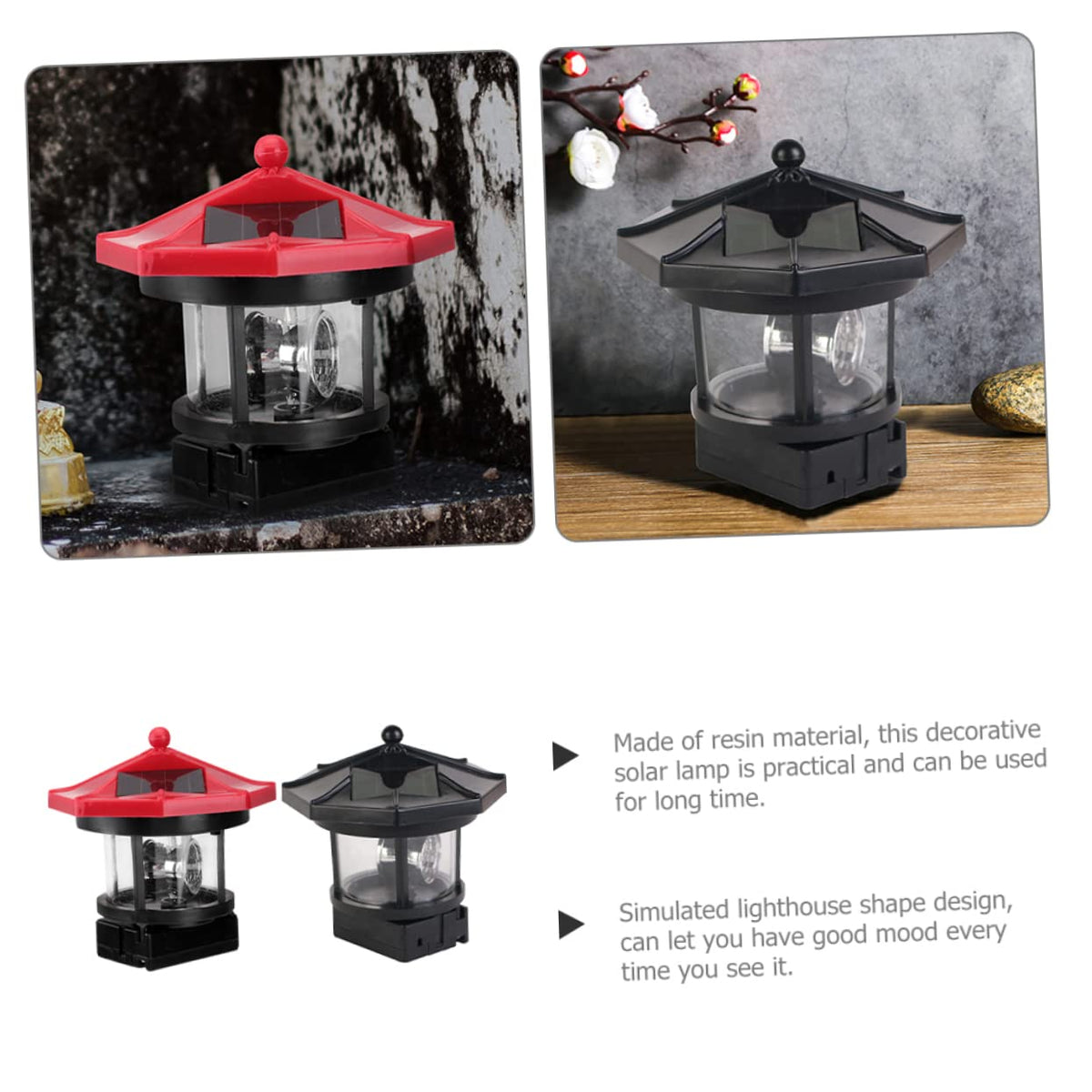 2Pcs Solar Powered Lighthouse Outdoor Garden Light Q1610
