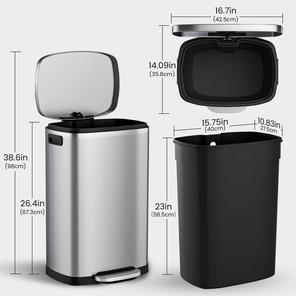 13.2 Gallon Stainless Steel Step Trash Can with Lid G5051