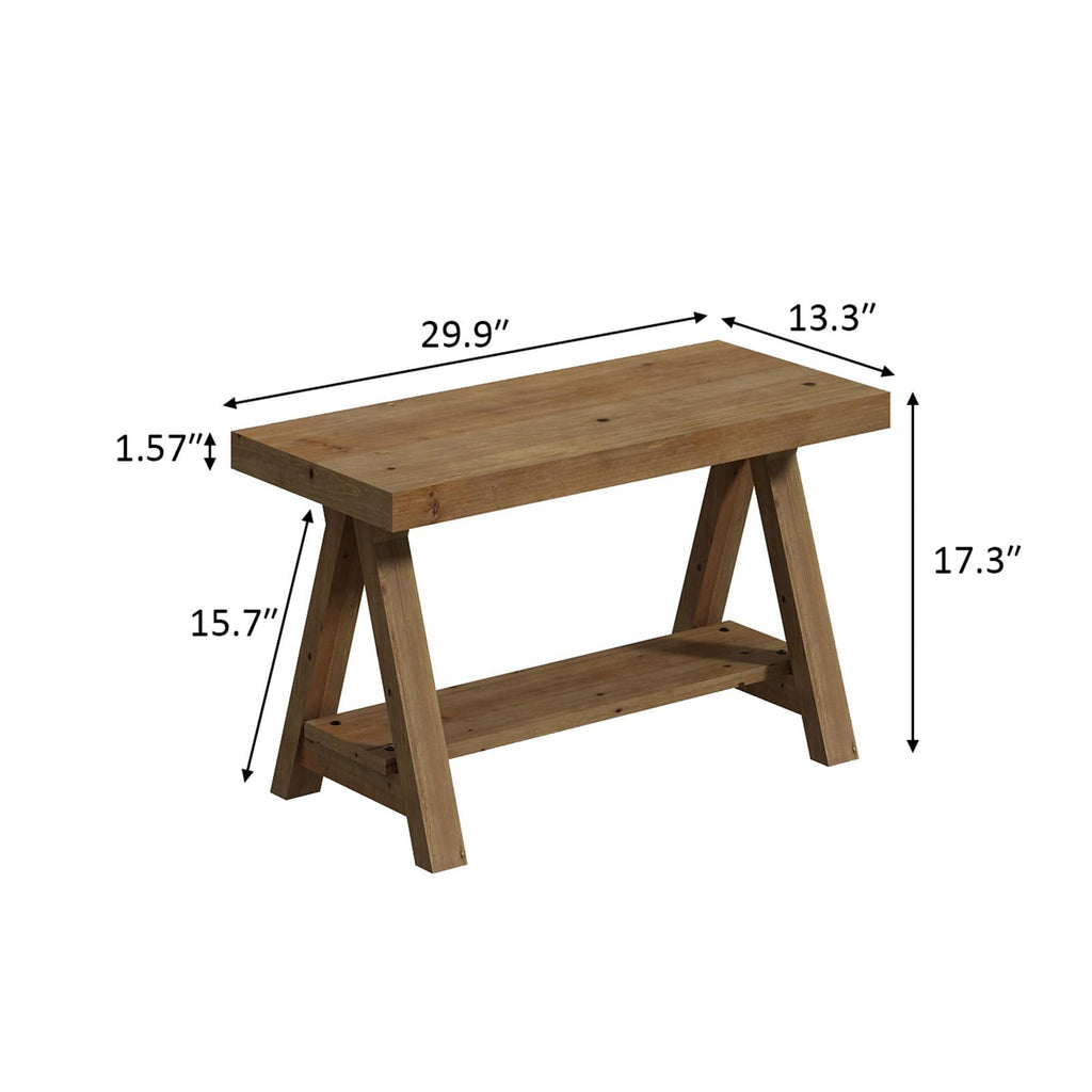 Solid Wood Bench with Shoe Storage T91008