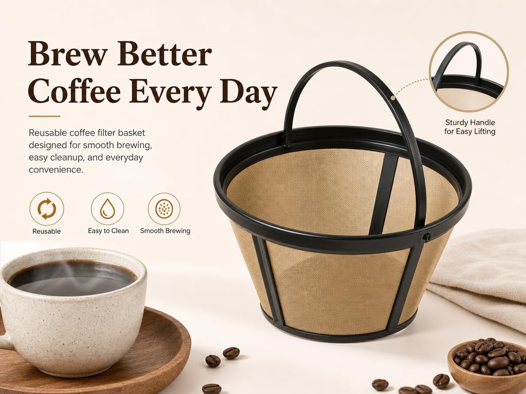 Reusable Coffee Filter for 8-12 Cup Basket Coffee Machines J9687