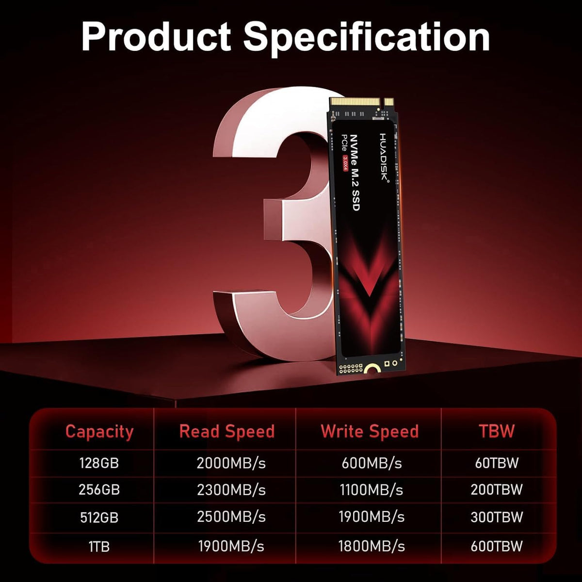 M.2 NVMe SSD 512GB Gen3x4 Internal Solid State Drive with Heatsink B255296