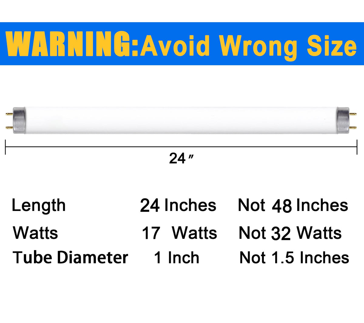 8 Pack 24 inch 17 Watts T8 Fluorescent Tube Light 4100K Cool White Y571
