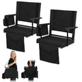 2 Pcs Folding Stadium Seat with Back Support and Cushion W933491