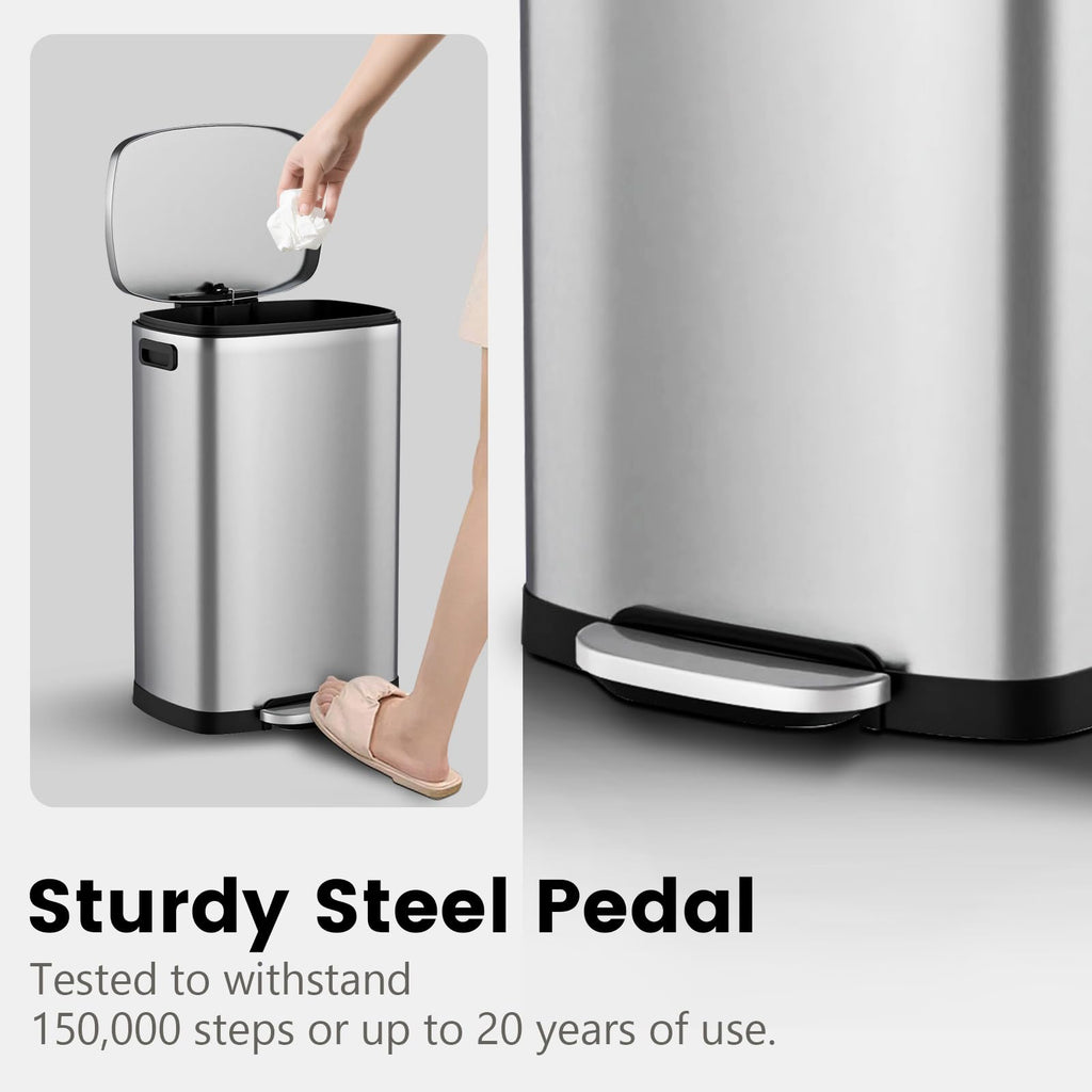 13.2 Gallon Stainless Steel Step Trash Can with Lid G5051