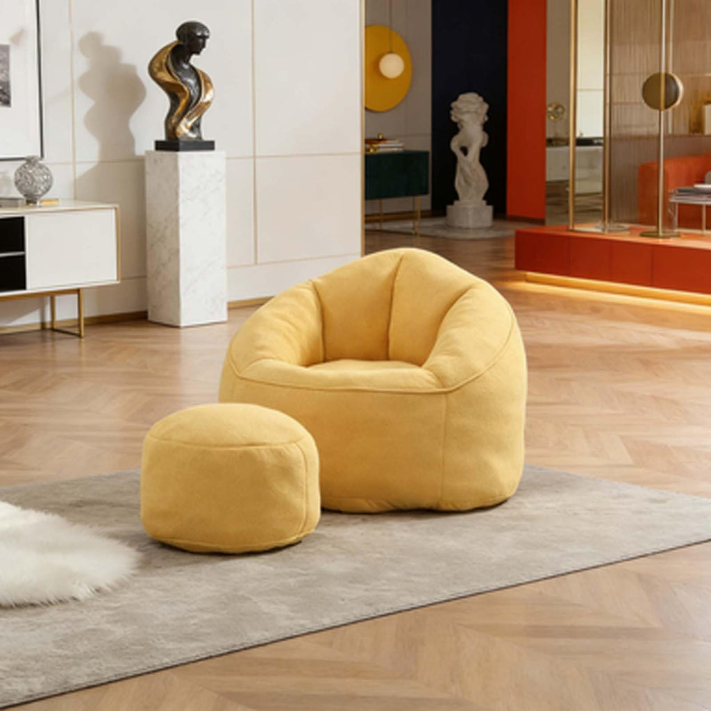 Yellow Memory Foam Bean Bag Chair with Footrest U6523