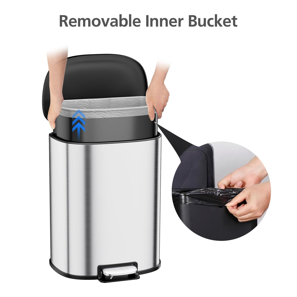 50L Stainless Steel Step-On Trash Can R79435