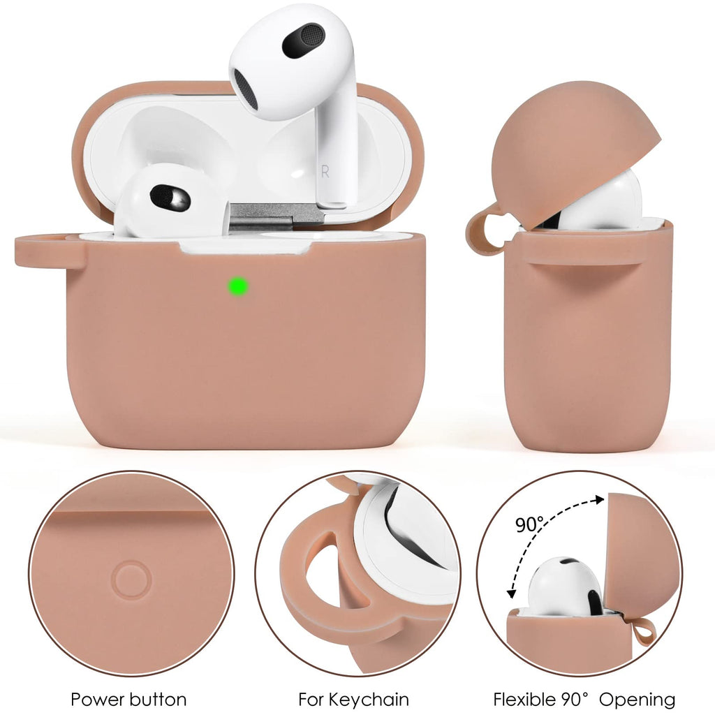 Pink Silicone Earbuds Case with Keychain U50989