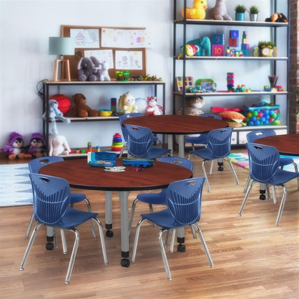 42" Round Mobile Table with 4 Stack Chairs Z45858