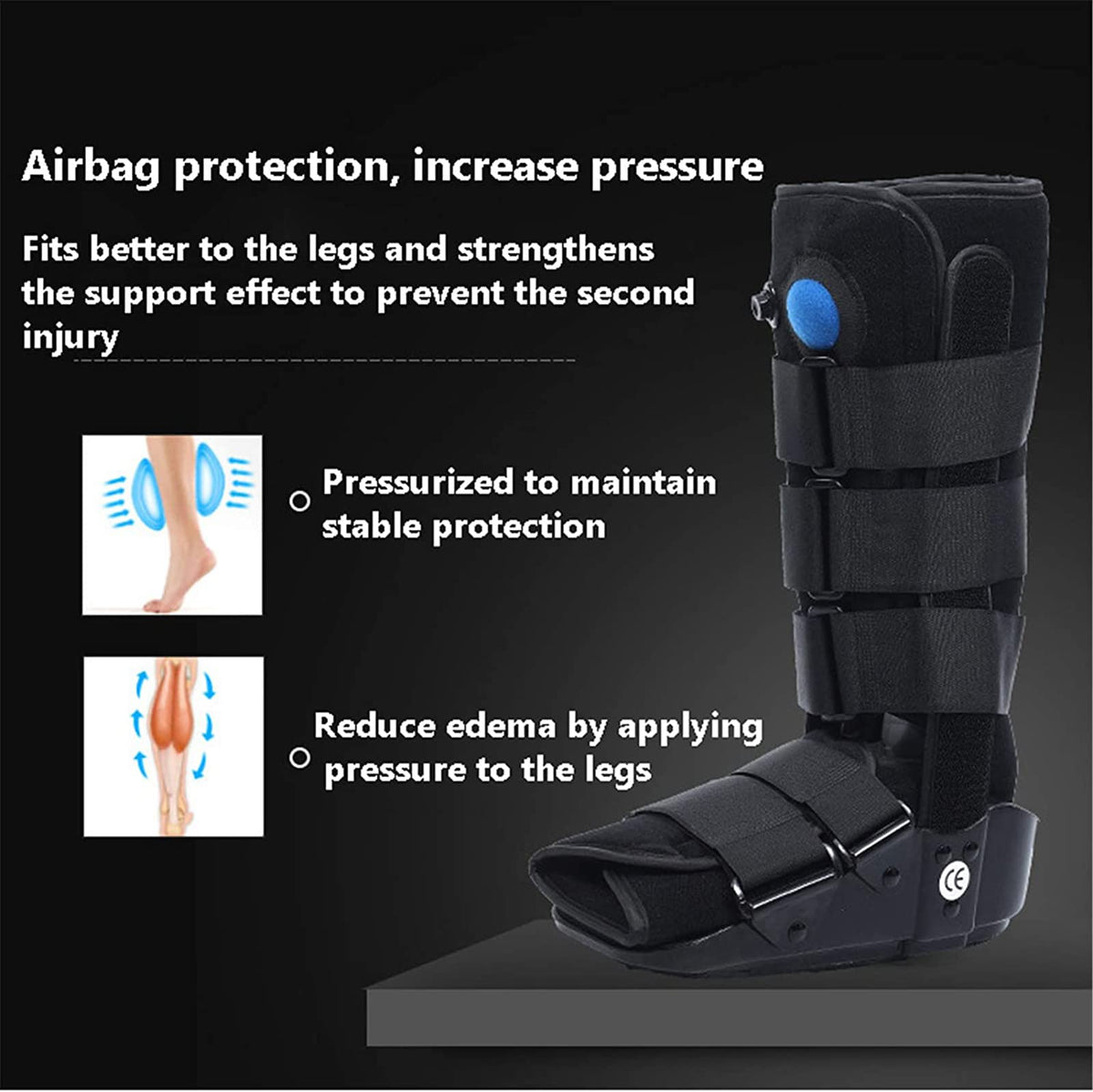 Pneumatic Walking Boot with Air Pump Gray M B142