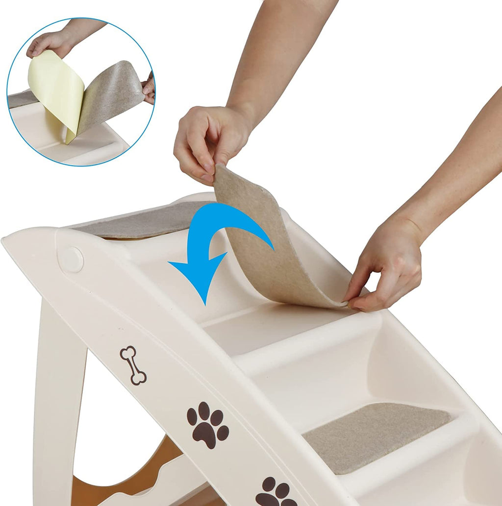 Tan 4-Step Non-Slip Foldable Pet Steps B14922