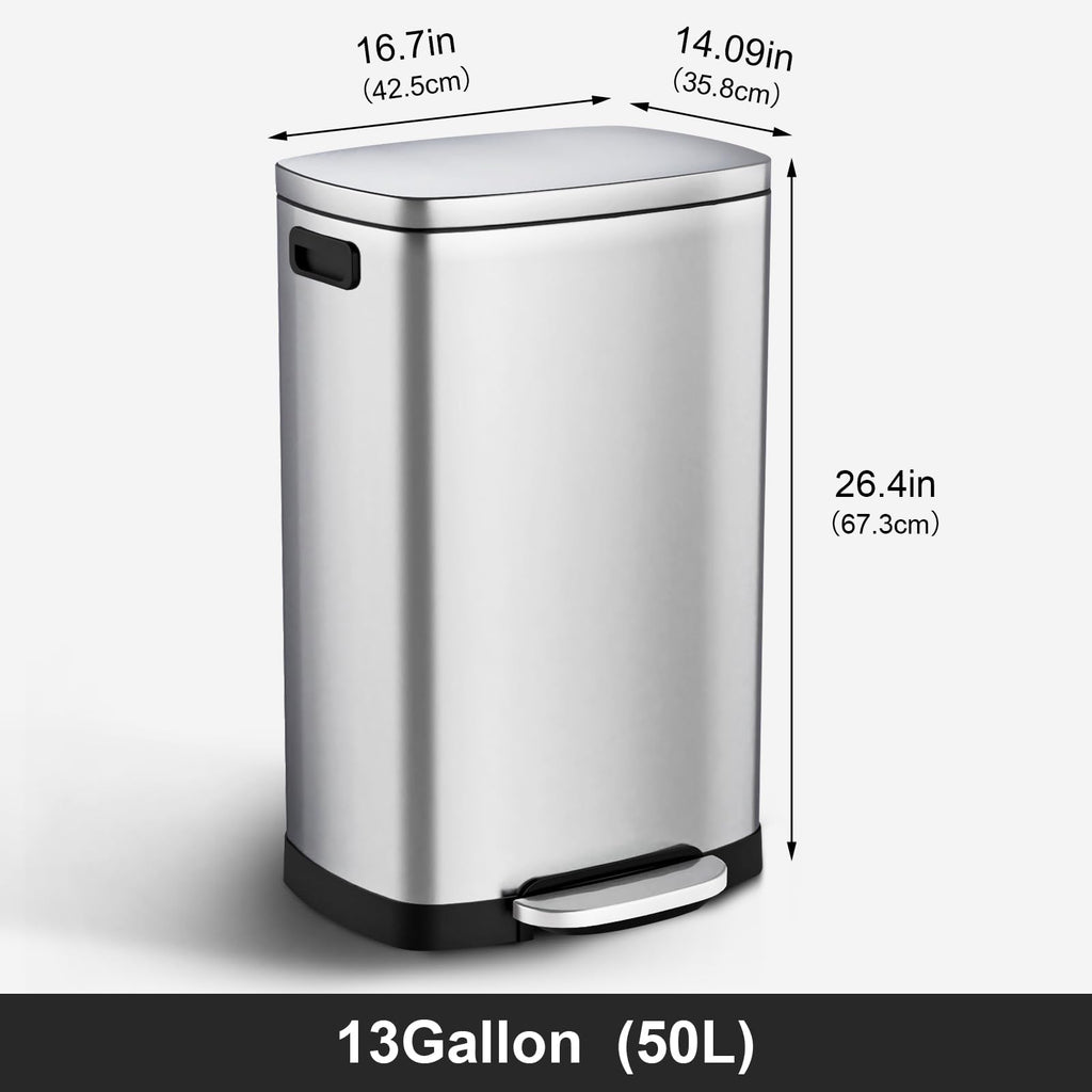 13.2 Gallon Stainless Steel Step Trash Can with Lid G5051