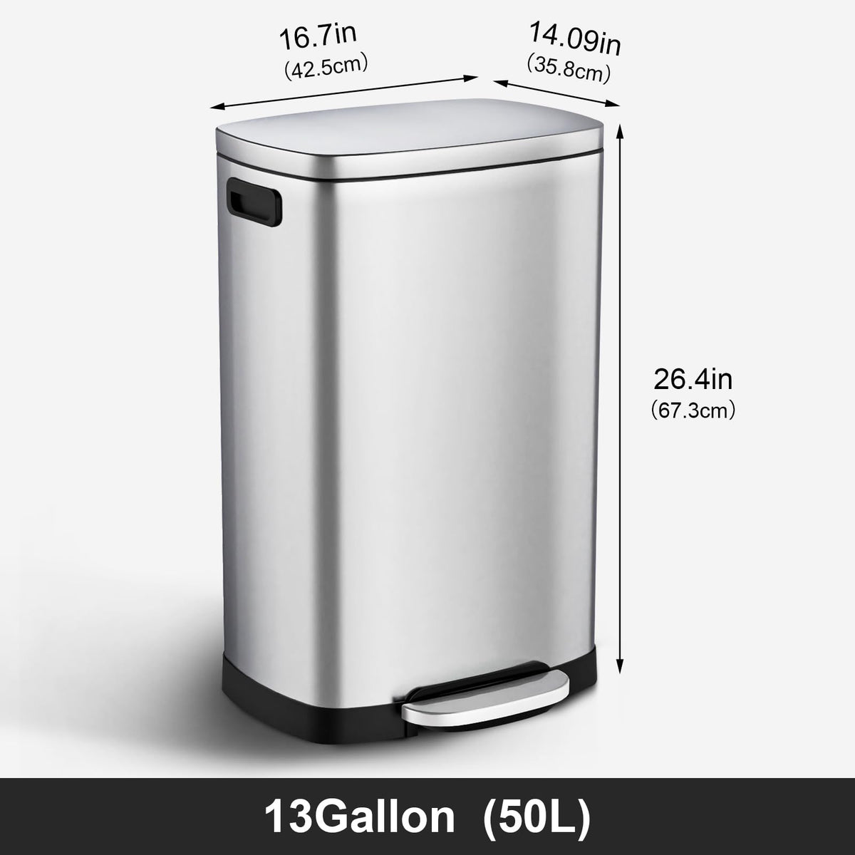 13.2 Gallon Stainless Steel Step Trash Can with Lid G5051