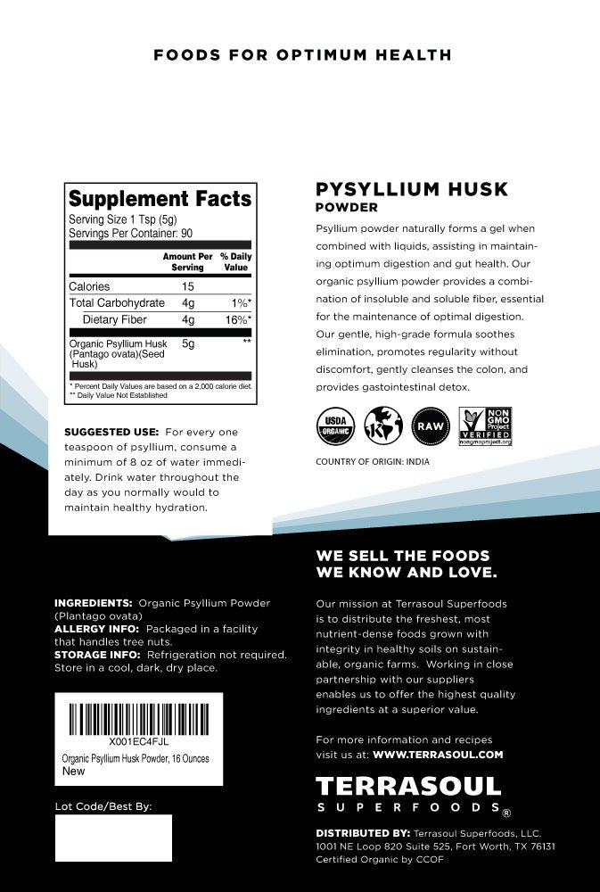 Organic Psyllium Husk Powder, 1 Lb Z428317