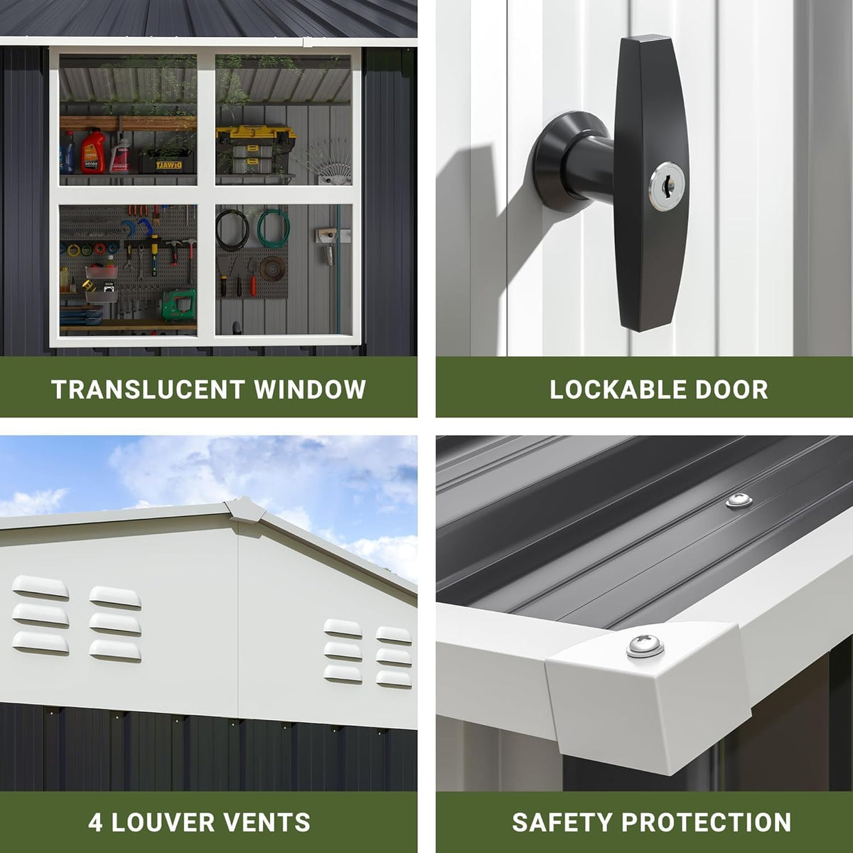 10X14 FT Metal Outdoor Storage Shed with Window, Black D6509