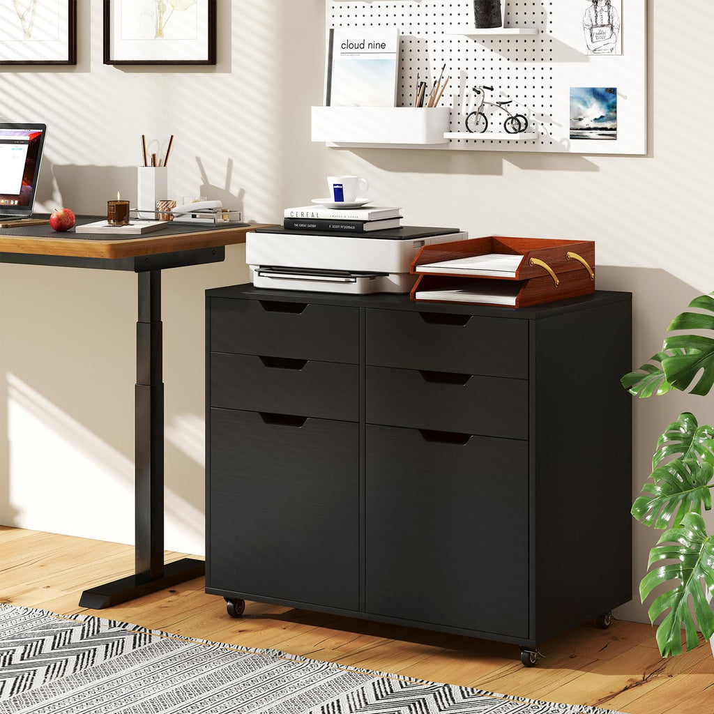 Black 4-Drawer Rolling File Cabinet M6199