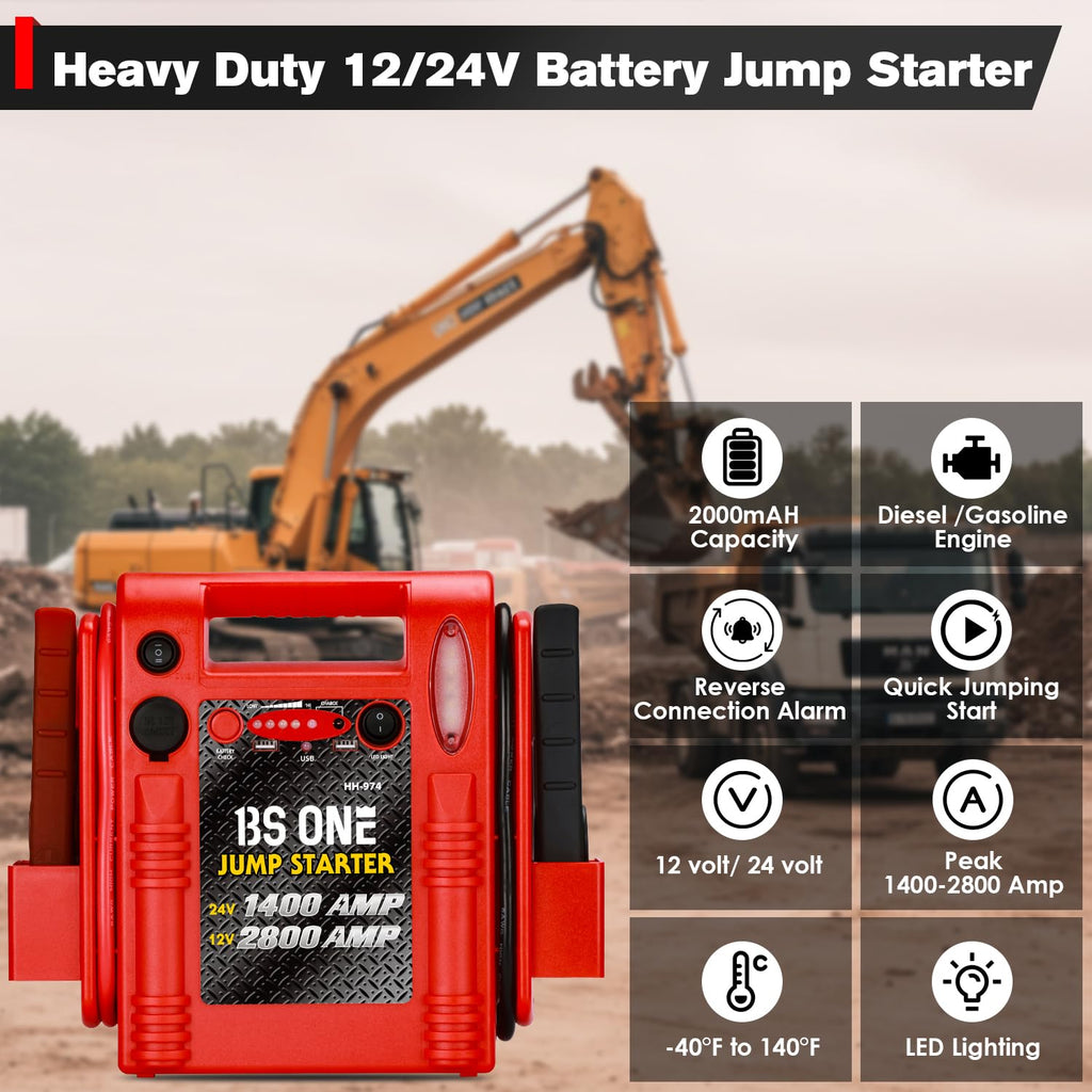 24V / 12V Heavy Duty Jump Starter with USB/DC Output and LED Light I5562