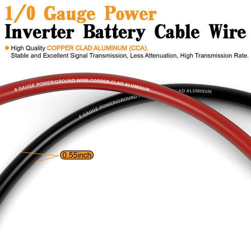 0 Gauge Battery Cable with 250A Fuse Holder & Terminals Kit Q5067