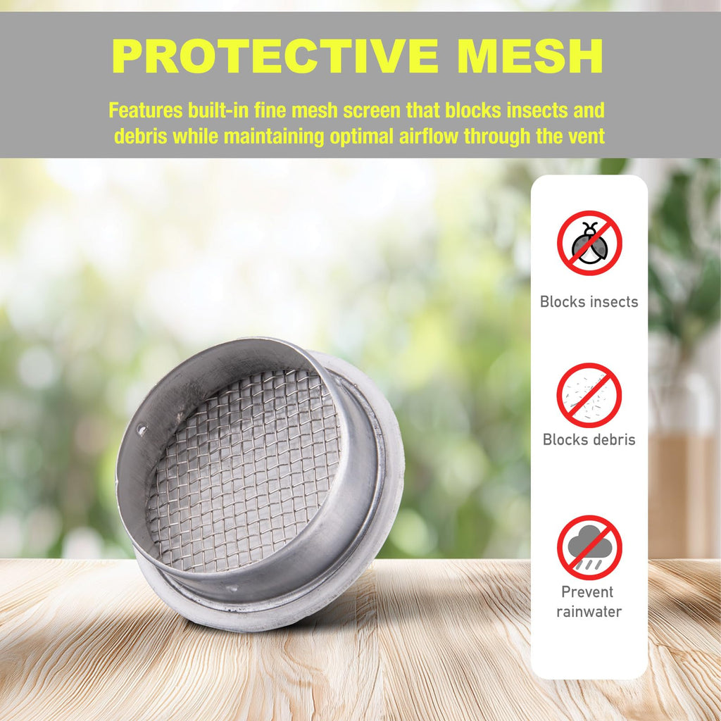 Round Aluminum Louver with Debris Screen, 2 Inches, White, 6-Pack B161