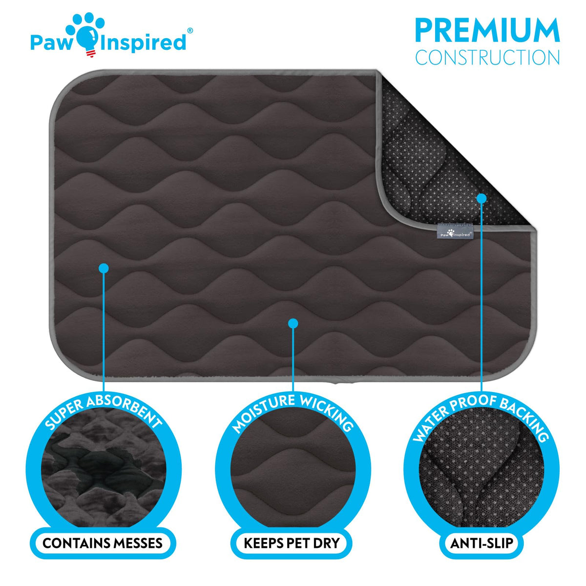 Washable Padded Crate Mats for Dogs Gray 29x18 Inch C468