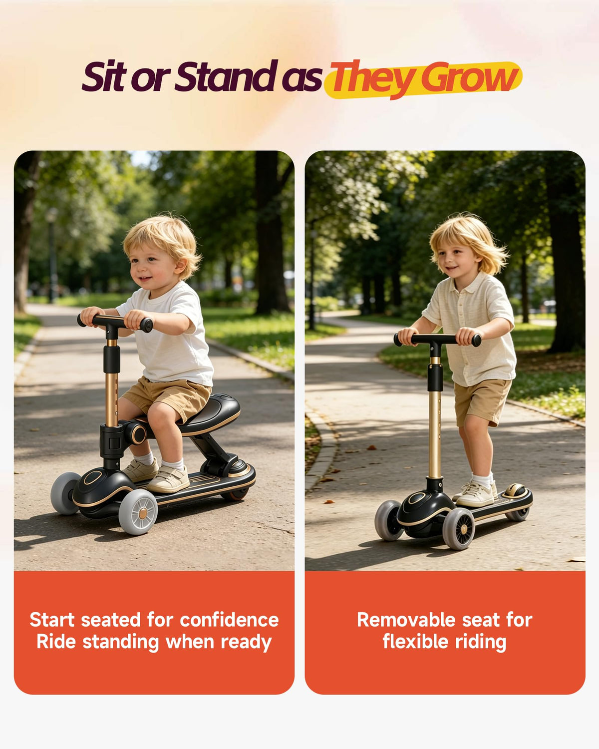 2-in-1 Toddler Scooter with Seat G30544