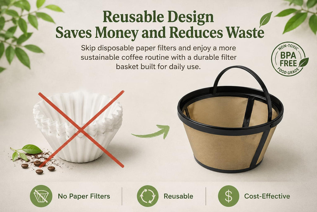 Reusable Coffee Filter for 8-12 Cup Basket Coffee Machines J9687